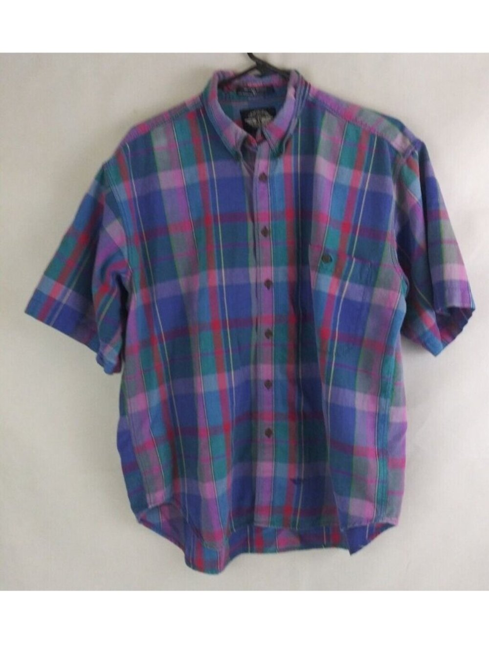 Dockers Men's Colorful Plaid Short Sleeve Causal Shirt Size Large